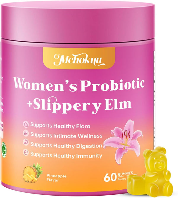 Feminine Probiotics Gummies for Women with Slippery Elm Prebiotics & Lactobacillus Blend