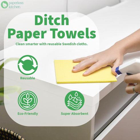 Swedish Dishcloths for Kitchen, Reusable Cleaning Wipes, Pack of 12