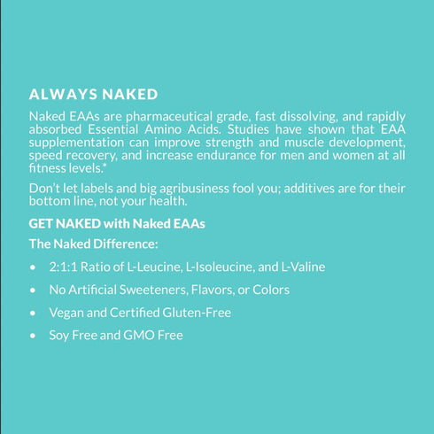 Naked Eaas Amino Acids Powder, 50 Servings Vegan Unflavored Essential Amino Acids Supplement, 500 Grams
