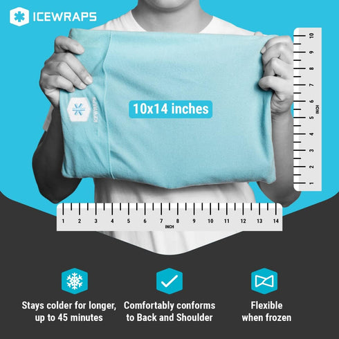 ICEWRAPS 10”x14” Reusable Ice Pack - Multipurpose Flexible Cold Therapy Clay Ice Packs for Knee and Back Relief