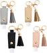 4 Pack Small Hand Sanitizer Keychain: Portable Leather Empty Bottles for Toiletry, Shampoo, Lotion, Soap