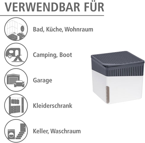 WENKO Cube Refill for Dehumidifier, 2800 Cubic Feet Reach, Humidity Absorber for Bathroom, Bedroom, Large, White