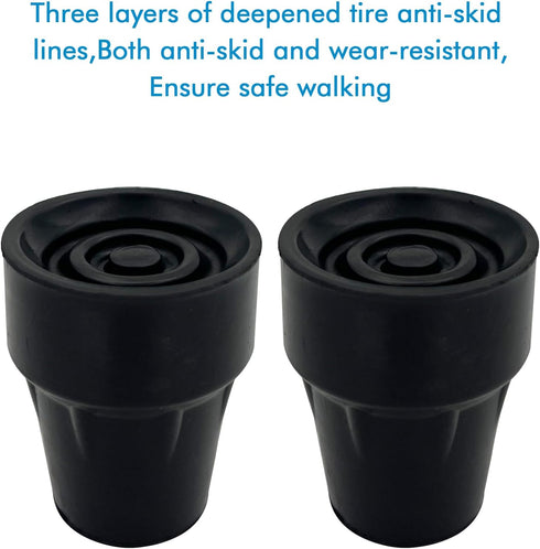 Replacement Cane Tips, 3/4 Inch, Black for Walking Canes