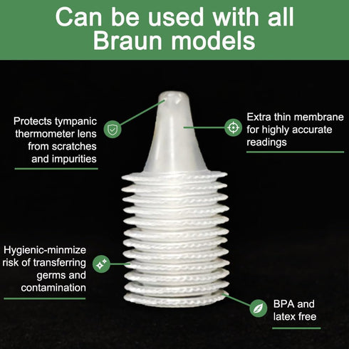 300 X Disposable Ear Thermometer Covers, Lens Filters, Refill Covers for All Braun Models, BPA Free