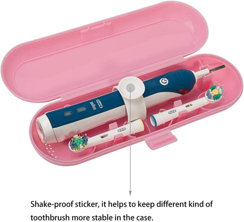 Nincha Plastic Electric Toothbrush Travel Case for Oral-B Pro Series, 2 Packs (Green & Pink)