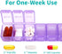 2 Packs Small Weekly Pill Organizer | Pocket Daily Pill Case for Pills, Vitamins, Fish Oil, Supplements | Purple