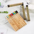 Lunaya Set 10 Pack Bamboo Toothbrush - - Natural Bamboo - Brown Nylon Bristles - Manual Toothbrush