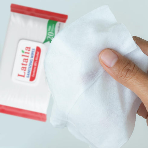 Pack 10 80% (20 Counts) Latalia Hand Wipes of | Alcohol Hand Sanitizer Wipes for Hands & Face Moisturizing, Gentle