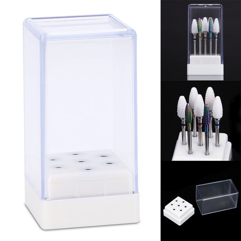 Manicure Tool Organizer Box, 7 Holes for Nail Art Tool Display, Nail Drill Heads Bits Holder for Home and Salon