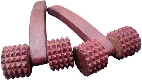 RK NAUTICAL INSTRUMENT Wooden Double Roller Massager, Handcrafted Spiked Rollers, Body Massage Tool, Stress Relief