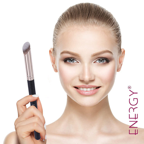ENERGY Angled Flat Concealer Brush for Under Eye, Nose Contour, Liquid Foundation, Cream, and Press Powder Blending