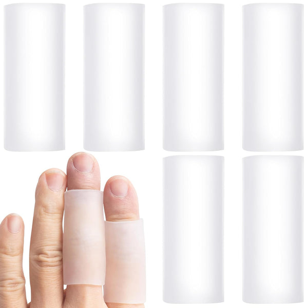 ANCIRS 6pcs Gel Finger Sleeve Protectors, Silicone Finger Support Cushions for Cracking, Blisters, Arthritis Pain Relief