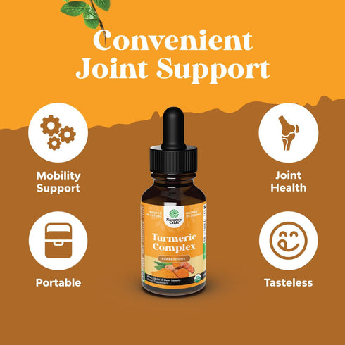Organic Turmeric Liquid Drops for Adults - 2oz | Turmeric Curcumin with Black Pepper, Cinnamon & Ginger | Joints &