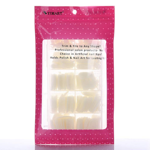 Yimart 500pcs Natural French Acrylic Style Artificial False Nails Tips with Box (Natural)