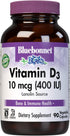Bluebonnet Nutrition Vitamin D3 400 IU Vegetable Capsule, 90 Count - Aids Muscle & Skeletal Growth, Non-GMO