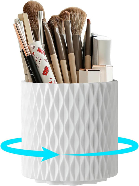 Makeup Brush Holder Organizer, 360° Rotating 5 Slot Cup for Cosmetics, Bathroom Vanity Storage