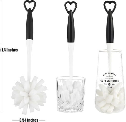 ALINK Bottle Glass Dish Sponge Cleaning Brush with Handle, Pack of 3