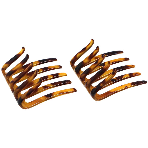Parcelona French Crab Interlocking Savana Light Shell Medium Hair Clips, No Slip Ponytail Updo for Women