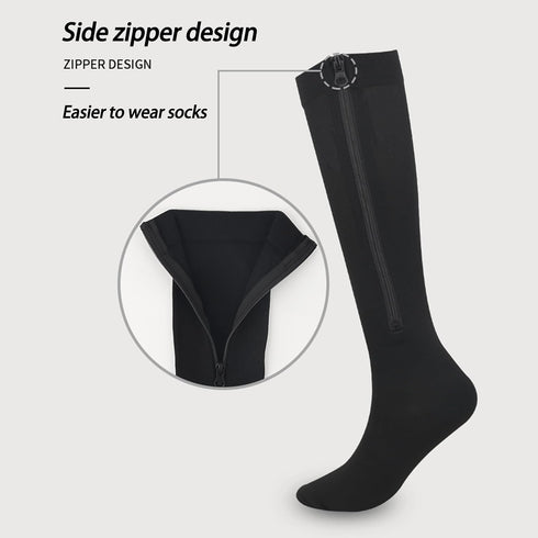 Mawjom Zipper Compression Socks Closed Toe Compression Stockings for Women Men