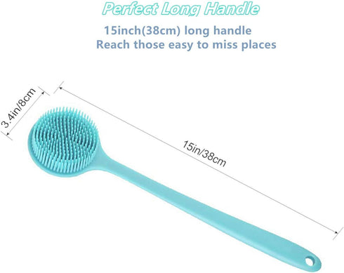 Silicone Body Scrubber, Long Handle Back Scrubber for Shower, Body Exfoliator Shower Brush