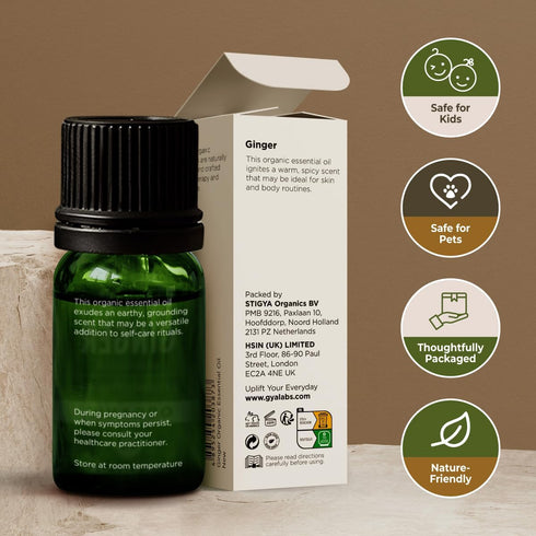 Gya Labs USDA Certified Organic Ginger Essential Oil for Skin - 100% Pure Natural Organic Ginger Oil for Hair & Diffuser