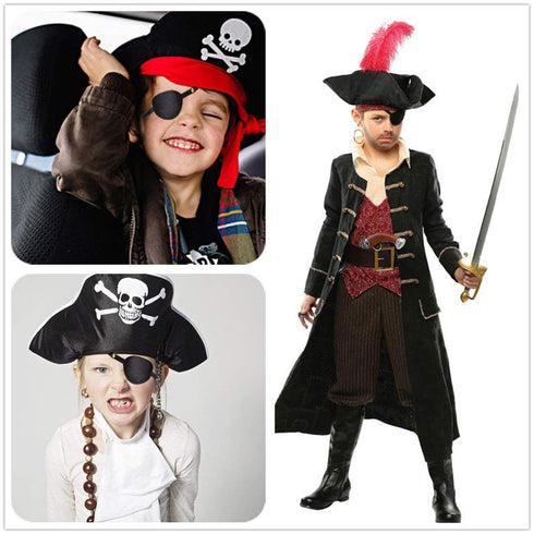 Pirate Eye Patches 2 Pack, Adjustable Amblyopia Lazy Eye Patches for Adults and Children, Black