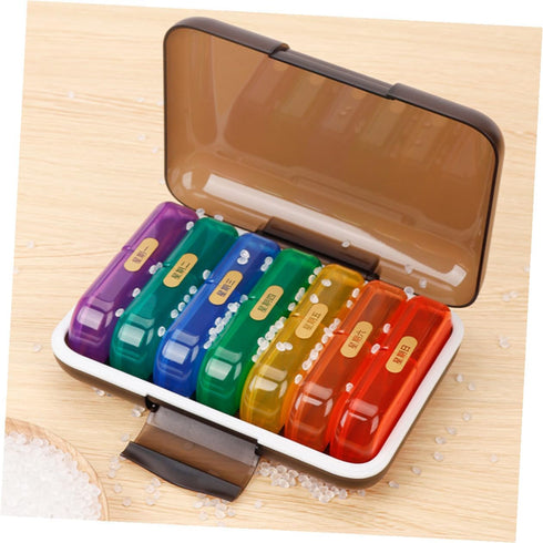HOOWIFFY 7-Day Weekly Pill Organizer Medicine Case Multi-Grid Portable Small Organizer with Reminder for Travel