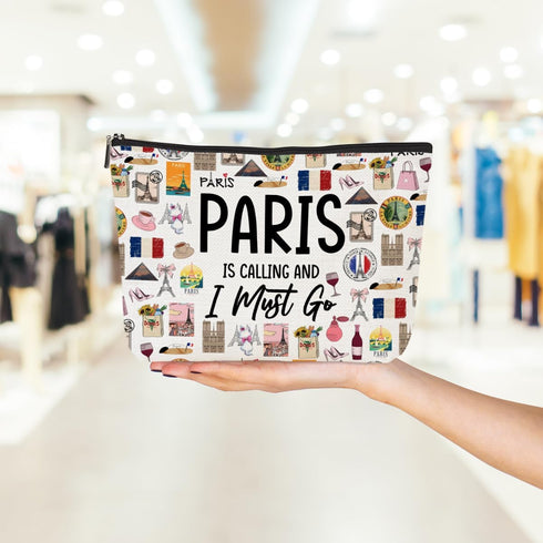 Paris Makeup Bag, Cosmetic Bag for Women, Travel Souvenir Gift for Paris Lovers, Friendship Gifts for Sister, Daughter