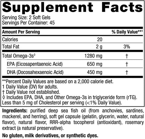 Nordic Naturals Ultimate Omega, Lemon Flavor - 90 Soft Gels - 1280 mg Omega-3 Fish Oil Supplement - Non-GMO - 45