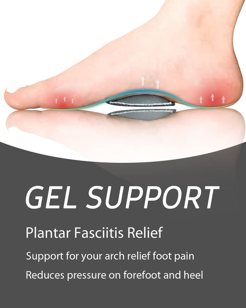 Copper Arch Support - Plantar Fasciitis Relief Arch Supports Bands/Sleeves with Gel Pads, Flat Feet Pain Relief,Men Women (1 Pair Black