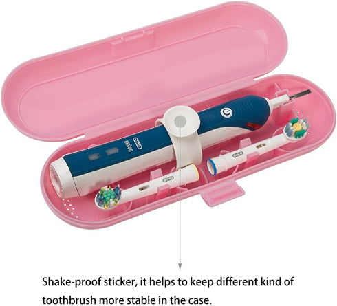 Nincha Plastic Electric Toothbrush Travel Case - 2 Packs for Oral-B Pro Series, Blue & Pink