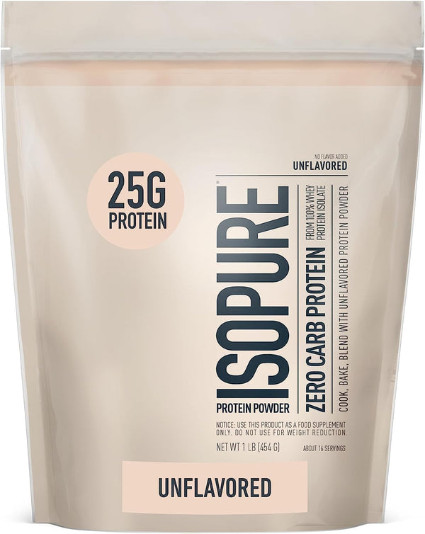 Isopure Unflavored Protein | Whey Isolate with Vitamin C & Zinc | 25g Protein, Zero Carb & Keto Friendly, 1 Pound