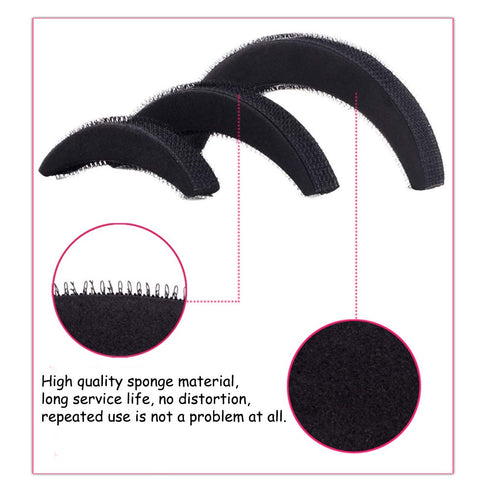 KOOBOOK 3 Sets (9PCS) Hair Volume Increaser Puff Sponge Pad - DIY Updo Styling Tool