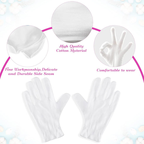 Paxcoo 12 Pairs XL White Cotton Gloves - Dry Hand Moisturizing Cosmetic Eczema Hand Spa and Jewelry Inspection