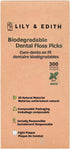 LILY & EDITH Biodegradable Dental Floss Picks - 300 Counts, Fluoride-Free, Plant Based, Zero Waste Package