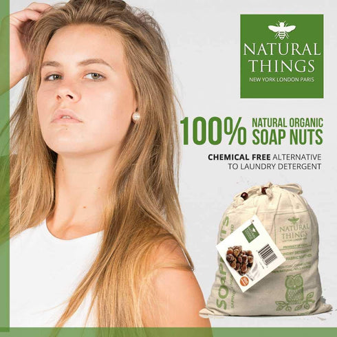 NaturalThings Organic Soap Nuts, Eco-Friendly Laundry Soap (125 Loads + 1 Wash Bag)