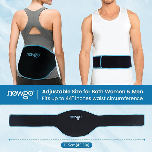 NEWGO Gel Ice Pack for Back Injuries, 2 Pack Lower Back Wrap for Hot Cold Therapy, Black for Sciatica and Pain Relief