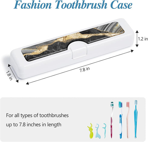 2 Pcs Toothbrush Travel Case, Colorful Pattern Holder and Covers, Travel Tongue Scraper Case