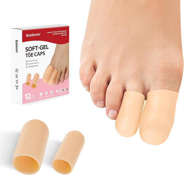 Gel Toe Cap 12 Pcs, Toe Protector for Women & Men, Cushions and Protects Against Ingrown Toenails, Corns, Blisters,