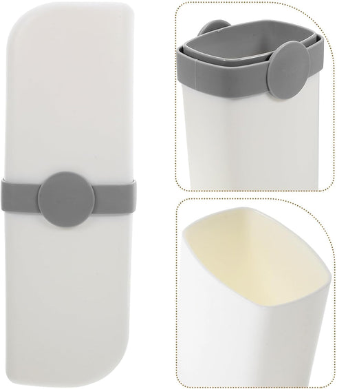 Yardwe Portable Toothbrush Toothpaste Travel Case Ivory White Toothbrush Travel Holder Mouthwash Cup and Daily Oral