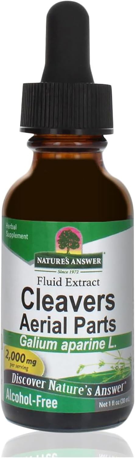 Nature's Answer Alcohol-Free Cleavers Herb - 1-Fluid Ounce | Supports Overall Wellbeing