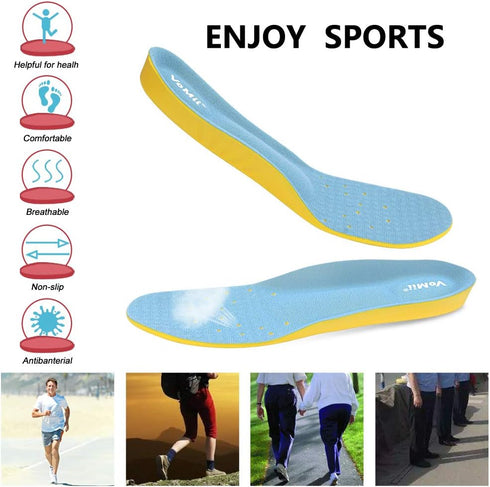 VoMii Unisex Shoe Insoles, Memory Foam, High Arch Support for Men and Women, Plantar Fasciitis Relief