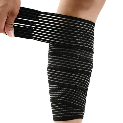 Elastic Calf Compression Bandage Sleeve Wrap for Pain Relief, Adjustable Plus Size Shin Splint Guard in Black