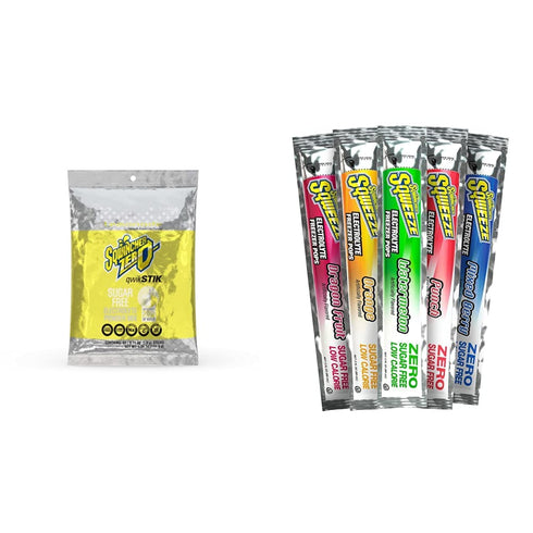 Sqwincher Zero Sugar Hydration Bundle with Lemonade Drink Mix (50 Pack) and