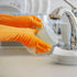 3 Pairs Rubber Cleaning Gloves Latex Free 13" Reusable Dishwashing Gloves Medium Green+Pink+Orange