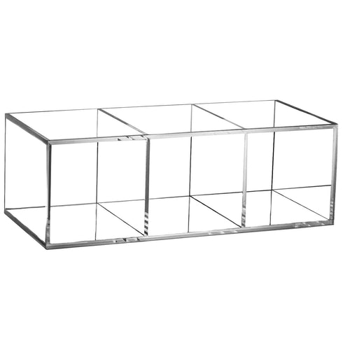 Makeup Brush Holder Organizer, Clear Cosmetic Brushes Container with 3 Slots for Vanity Storage