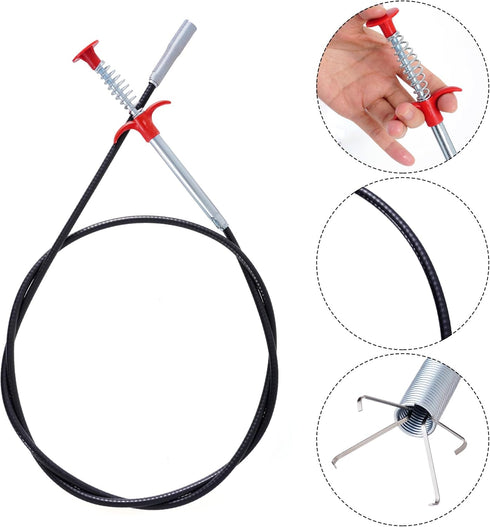 61 Inch Flexible Grabber Claw Pick Up Tool with 4 Bendable Claws for Sink Drain Clog Removal