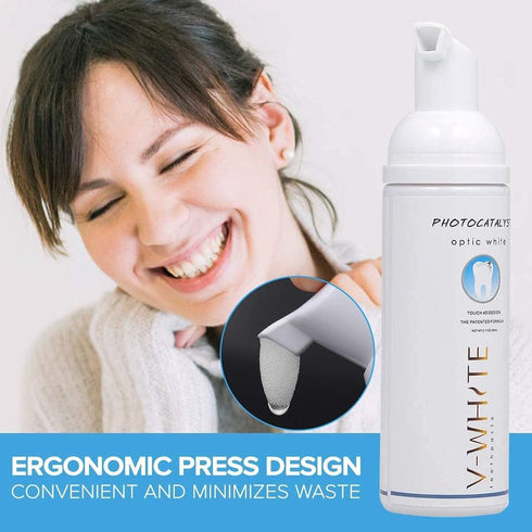 V-White Foam Teeth Whitening Toothpaste - Organic Toothpaste Fluoride Free, Alcohol Free, pH Balanced - Deep Cleansing