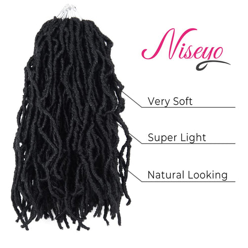 Niseyo Faux Locs Crochet Hair 14 Inch - 6 Packs Short Pre Looped Synthetic Hair Extensions (Jet Black)
