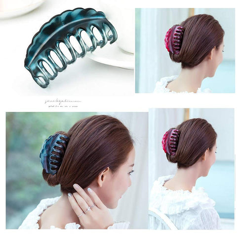 Premium Chic Styling Hair Claw Clip, Strong Holding Power Hair Grip for Thick Hair - Black & Gray